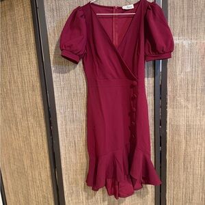 Elegant Burgundy Dress Ladies Size S NEW